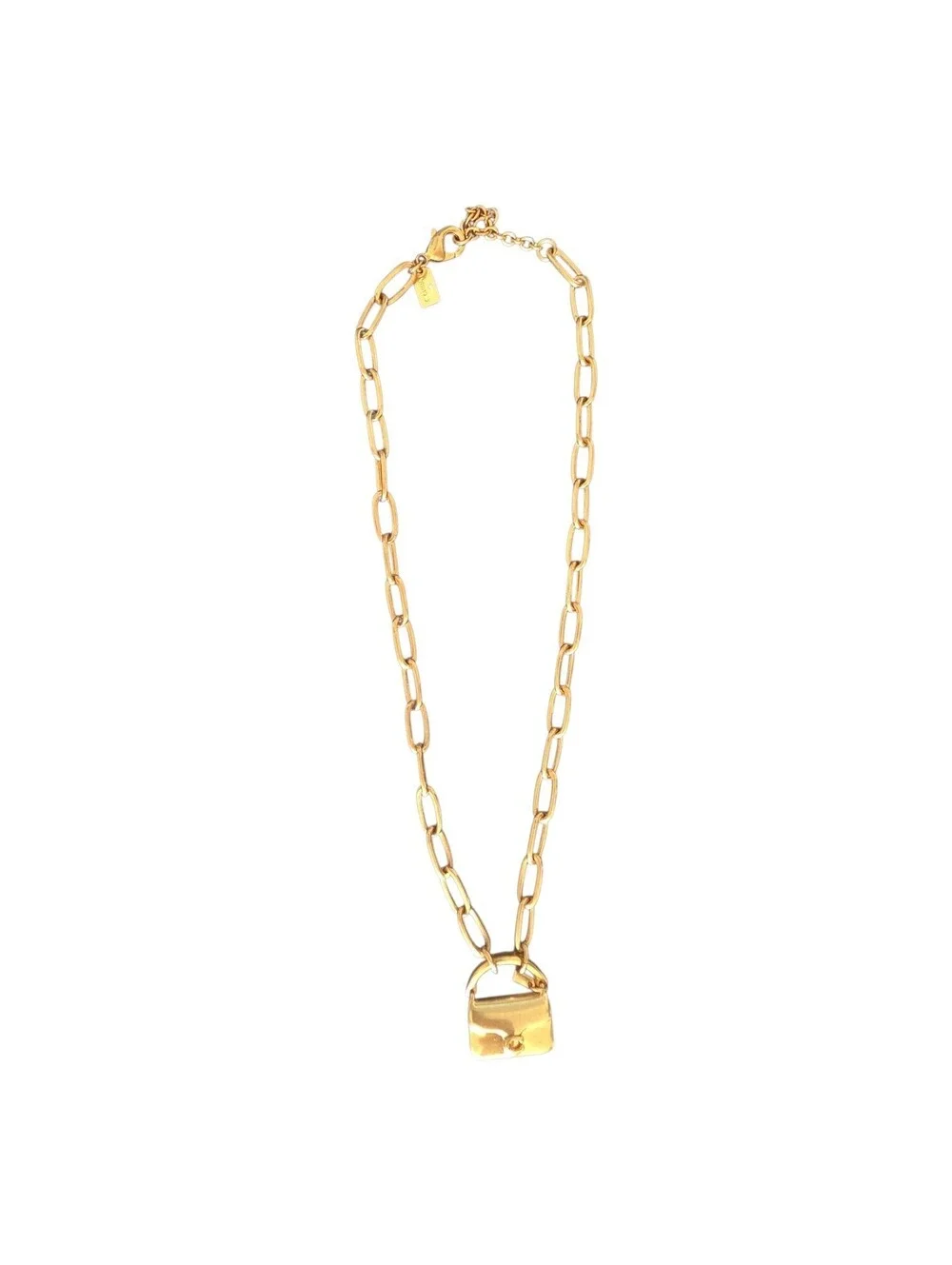 Coach Mini Tabby Handbag Charm Brass Tone Pendant Paperclip Chain Necklace NWT